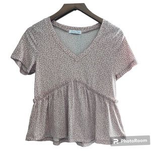 Mauve Leopard Print V-neck Top